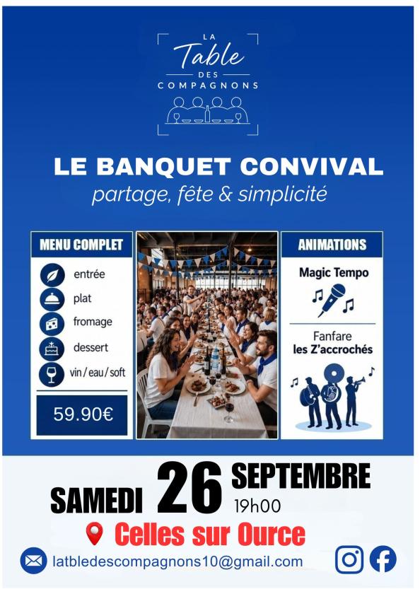 sortie à CELLES SUR OURCE, Aube. BANQUET CONVIVIAL Sortir à CELLES SUR OURCE(Aube). CELLES SUR OURCE.