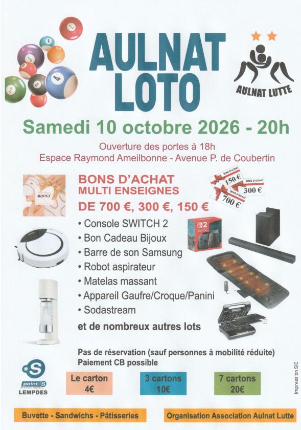 sortie à AULNAT, Puy de Dôme. LOTO D'OCTOBRE Sortir à AULNAT(Puy de Dôme). AULNAT.