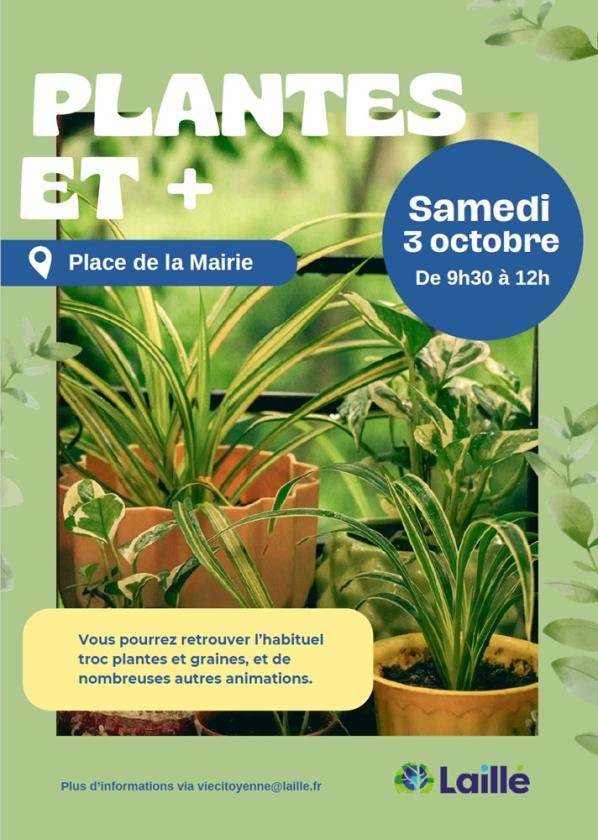 sortie à LAILLE, Ille et Vilaine. TROC PLANTE À LAILLÉ - SAMEDI 3 OCTOBRE MATIN Sortir à LAILLE(Ille et Vilaine). LAILLE.