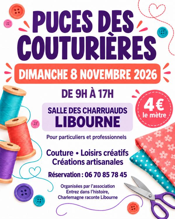 sortie à LIBOURNE, Gironde. PUCES DES COUTURIERES Sortir à LIBOURNE(Gironde). LIBOURNE.