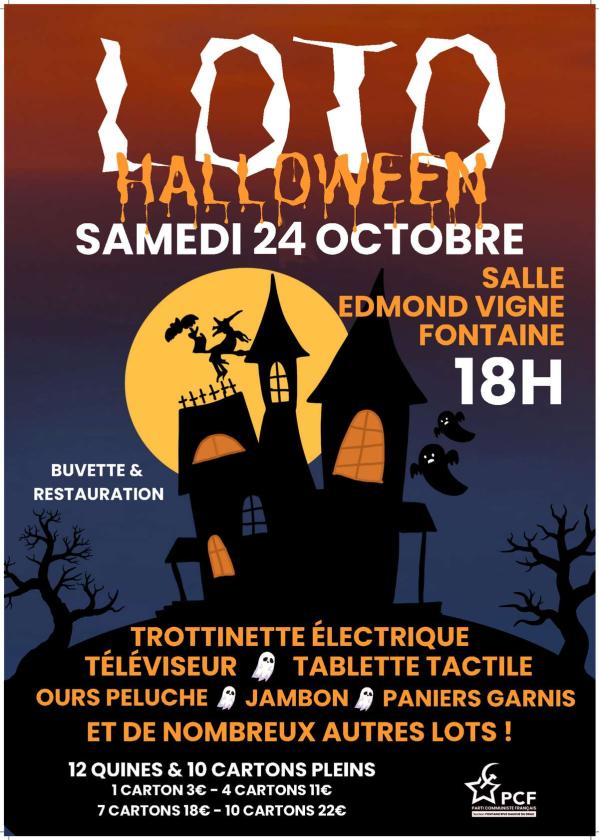 sortie à FONTAINE, Isère. LOTO HALLOWEEN 24 OCTOBRE 2026 À 18H FONTAINE Sortir à FONTAINE(Isère). FONTAINE.