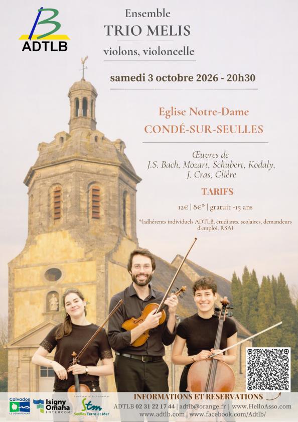 sortie à CONDE SUR SEULLES, Calvados. CONCERT BAROQUE PAR LE TRIO MELIS Sortir à CONDE SUR SEULLES(Calvados). CONDE SUR SEULLES.