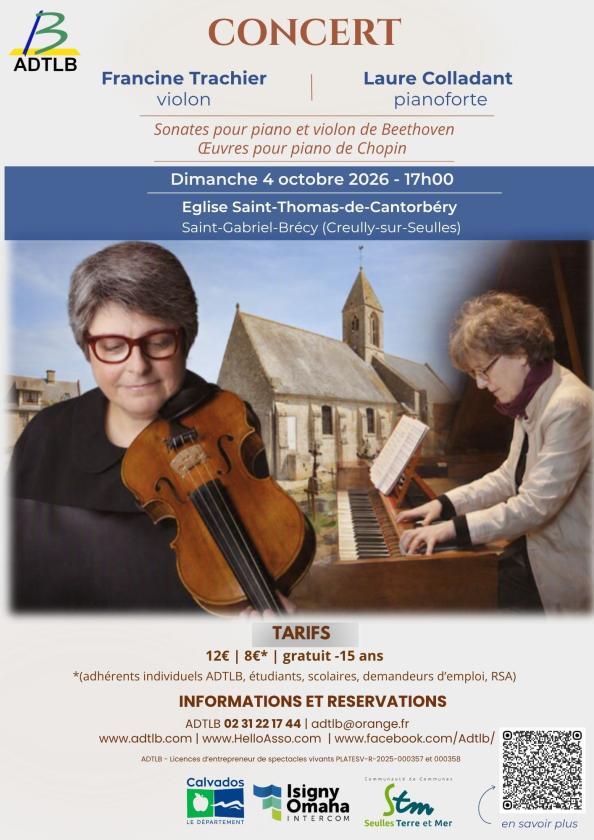 sortie à ST GABRIEL BRECY, Calvados. CONCERT VIOLON ET PIANOFORTE Sortir à ST GABRIEL BRECY(Calvados). ST GABRIEL BRECY.