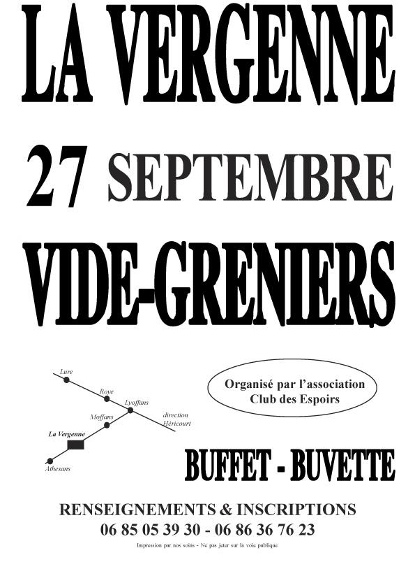 sortie à LA VERGENNE, Haute Saône. VIDE-GRENIERS Sortir à LA VERGENNE(Haute Saône). LA VERGENNE.