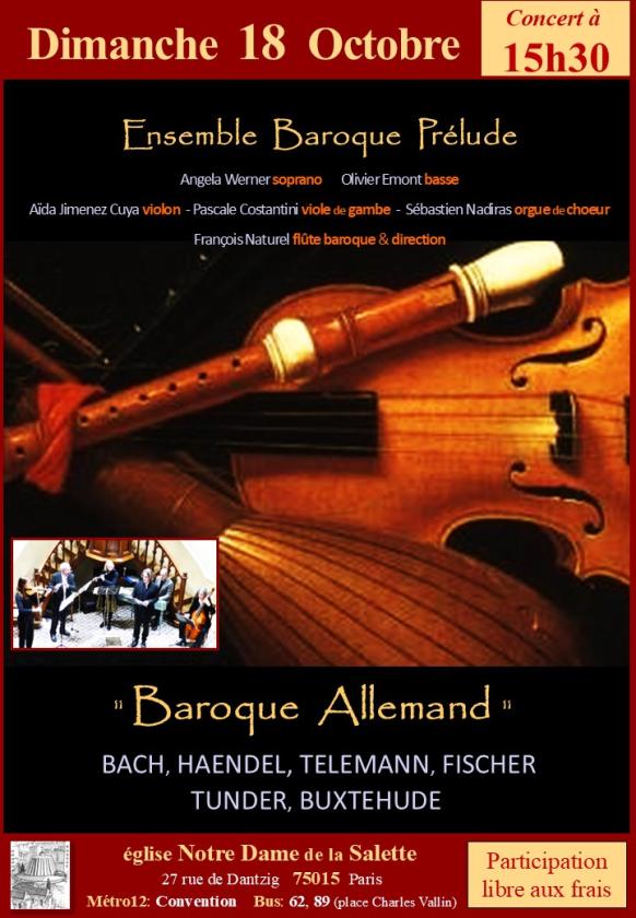 sortie à PARIS 15, Paris. MUSIQUE BAROQUE ALLEMANDE Sortir à PARIS 15(Paris). PARIS 15.