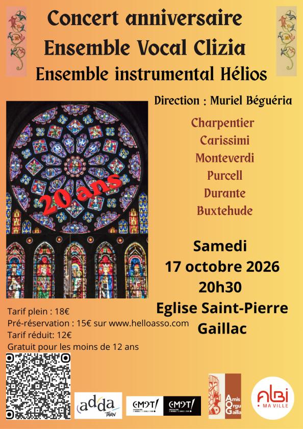 sortie à GAILLAC, Tarn. ENSEMBLE VOCAL CLIZIA - CONCERT ANNIVERSAIRE Sortir à GAILLAC(Tarn). GAILLAC.