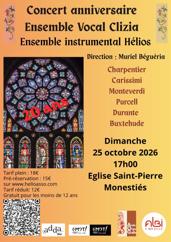 sortie à MONESTIES, Tarn. ENSEMBLE VOCAL CLIZIA - CONCERT ANNIVERSAIRE Sortir à MONESTIES(Tarn). MONESTIES.