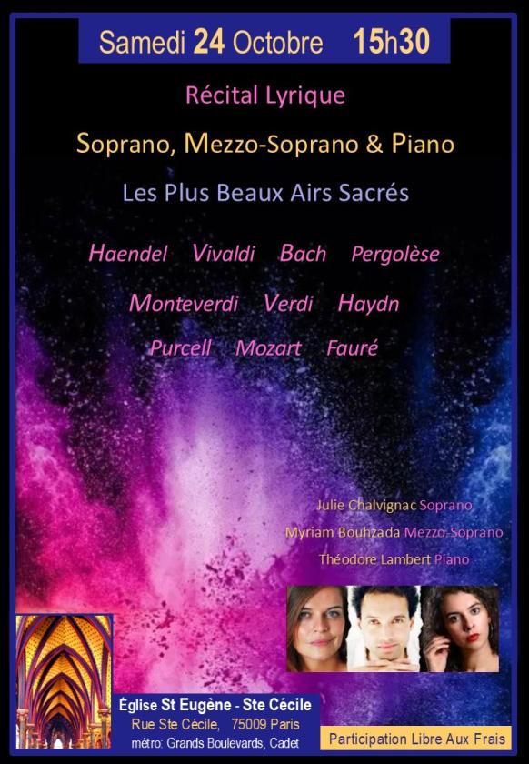 sortie à PARIS 09, Paris. RÉCITAL LYRIQUE : SOPRANO, MEZZO-SOPRANO & PIANO Sortir à PARIS 09(Paris). PARIS 09.