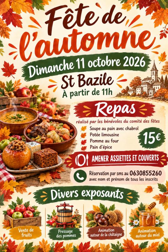 sortie à ST BAZILE, Haute Vienne. FÊTE DE L'AUTOMNE Sortir à ST BAZILE(Haute Vienne). ST BAZILE.