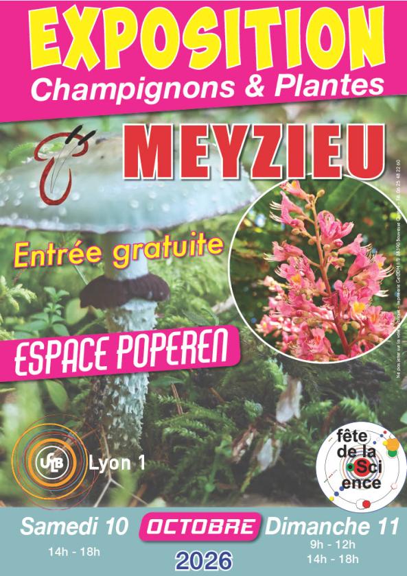 sortie à MEYZIEU, Rhône. EXPOSITION CHAMPIGNONS ET PLANTES Sortir à MEYZIEU(Rhône). MEYZIEU.