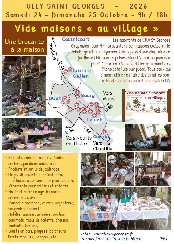 sortie à ULLY ST GEORGES, Oise. VIDE MAISONS « AU VILLAGE » UNE BROCANTE À LA MAIS Sortir à ULLY ST GEORGES(Oise). ULLY ST GEORGES.