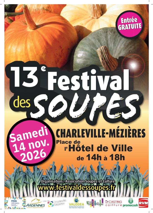 sortie à CHARLEVILLE MEZIERES, Ardennes. FESTIVAL DES SOUPES - 13ÈME ÉDITION Sortir à CHARLEVILLE MEZIERES(Ardennes). CHARLEVILLE MEZIERES.