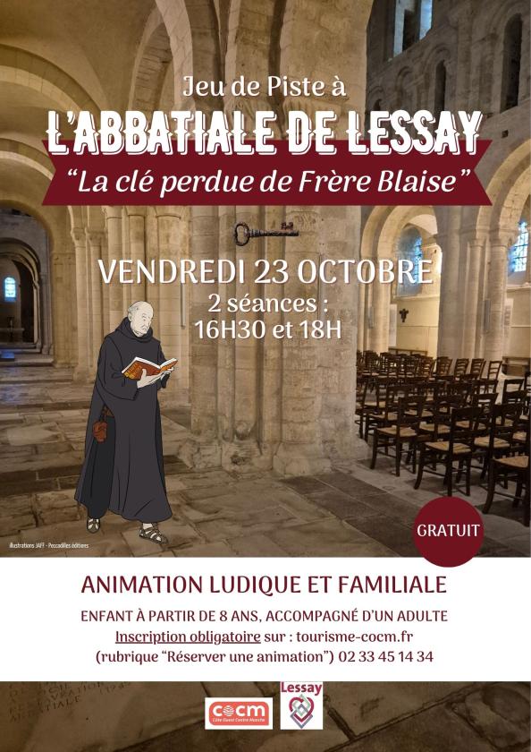 sortie à LESSAY, Manche. LA CLÉ PERDUE DE FRÈRE BLAISE Sortir à LESSAY(Manche). LESSAY.