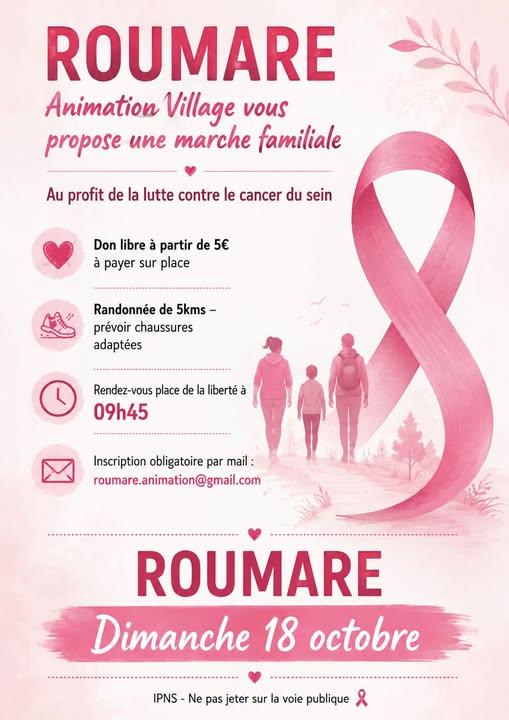 sortie à ROUMARE, Seine Maritime. MARCHE OCTOBRE ROSE Sortir à ROUMARE(Seine Maritime). ROUMARE.