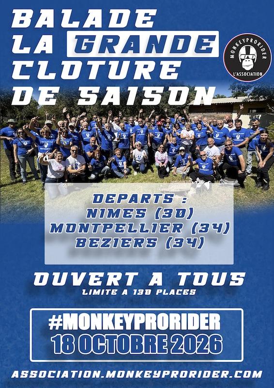 sortie à MONTPELLIER, Hérault. GRANDE CLÔTURE DE SAISON MONKEYPRORIDER Sortir à MONTPELLIER(Hérault). MONTPELLIER.