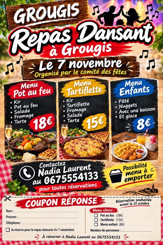 sortie à GROUGIS, Aisne. REPAS DANSANT Sortir à GROUGIS(Aisne). GROUGIS.