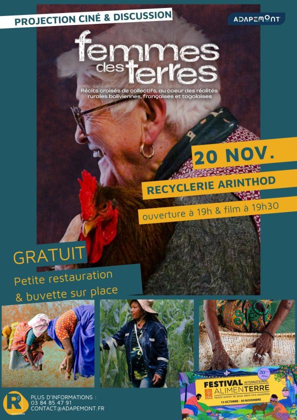 sortie à ARINTHOD, Jura. CINÉ-DISCUSSION "FEMMES DES TERRES" Sortir à ARINTHOD(Jura). ARINTHOD.