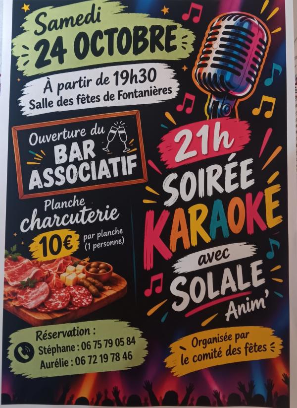 sortie à FONTANIERES, Creuse. SOIRÉE. KARAOKE Sortir à FONTANIERES(Creuse). FONTANIERES.