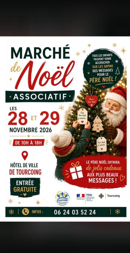 sortie à TOURCOING, Nord. MARCHÉ DE NOËL ASSOCIATIF Sortir à TOURCOING(Nord). TOURCOING.