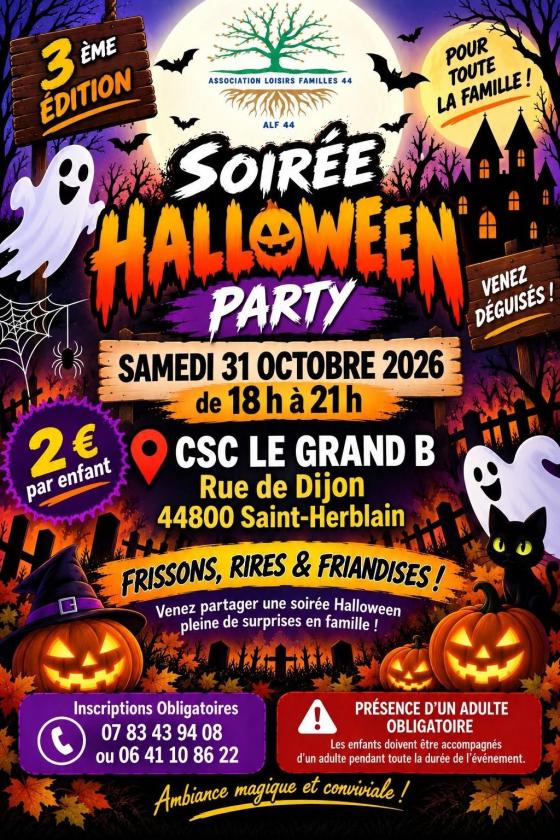 sortie à ST HERBLAIN, Loire Atlantique. SOIRÉE HALLOWEEN À ST-HERBLAIN Sortir à ST HERBLAIN(Loire Atlantique). ST HERBLAIN.