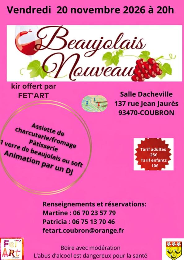 sortie à COUBRON, Seine Saint Denis. SOIRÉE BEAUJOLAIS NOUVEAU Sortir à COUBRON(Seine Saint Denis). COUBRON.