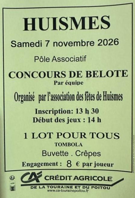 sortie à HUISMES, Indre et Loire. CONCOURS DE BELOTE Sortir à HUISMES(Indre et Loire). HUISMES.