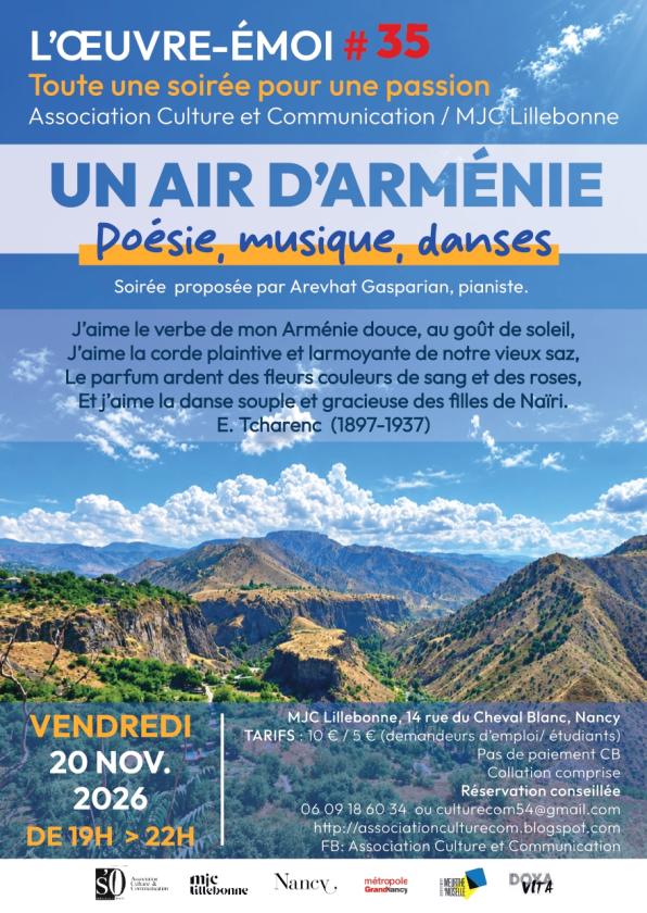 sortie à NANCY, Meurthe et Moselle. UN AIR D'ARMÉNIE Sortir à NANCY(Meurthe et Moselle). NANCY.