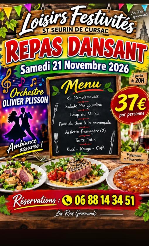 sortie à ST SEURIN DE CURSAC, Gironde. REPAS DANSANT Sortir à ST SEURIN DE CURSAC(Gironde). ST SEURIN DE CURSAC.
