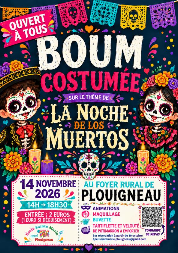 sortie à PLOUIGNEAU, Finistère. BOUM COSTUMÉ SUR LE THÈME LA NOCHE DE LOS MUERTOS Sortir à PLOUIGNEAU(Finistère). PLOUIGNEAU.