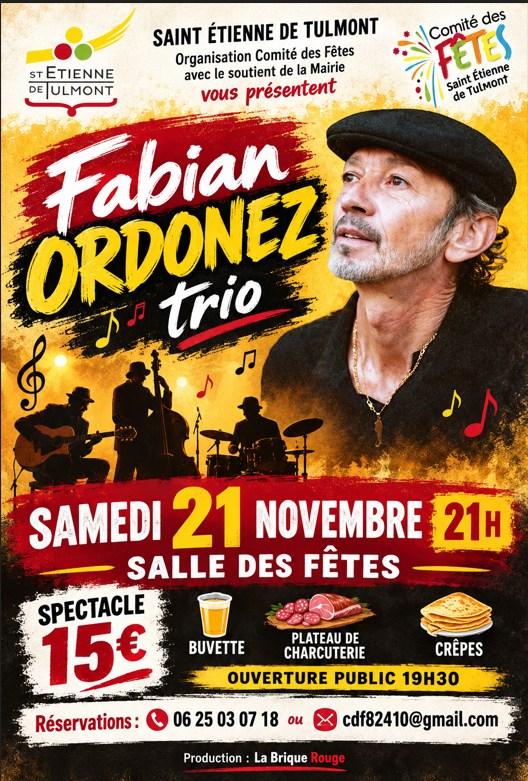 sortie à ST ETIENNE DE TULMONT, Tarn et Garonne. CONCERT FABIAN ORDONEZ TRIO Sortir à ST ETIENNE DE TULMONT(Tarn et Garonne). ST ETIENNE DE TULMONT.